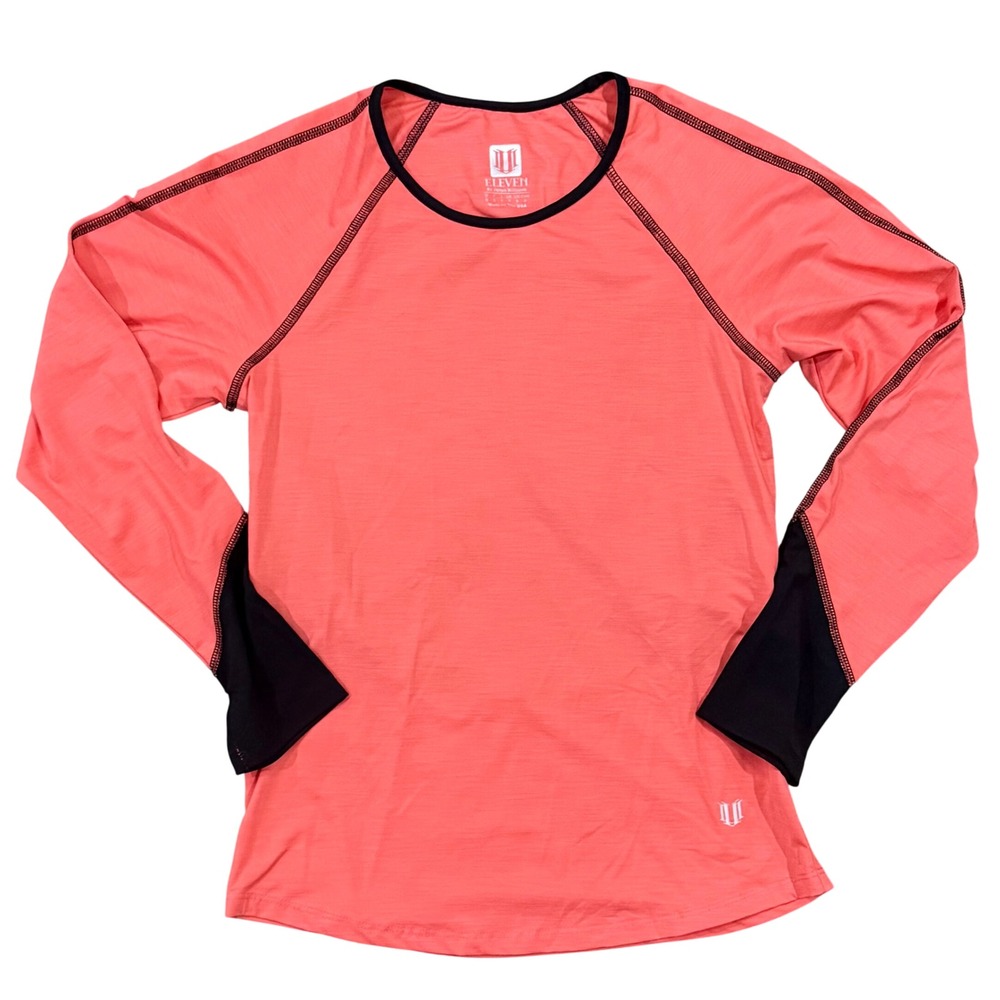 Eleven by Venus Williams Women Small Coral Pink Mesh Back Long Sleeve Tennis Top